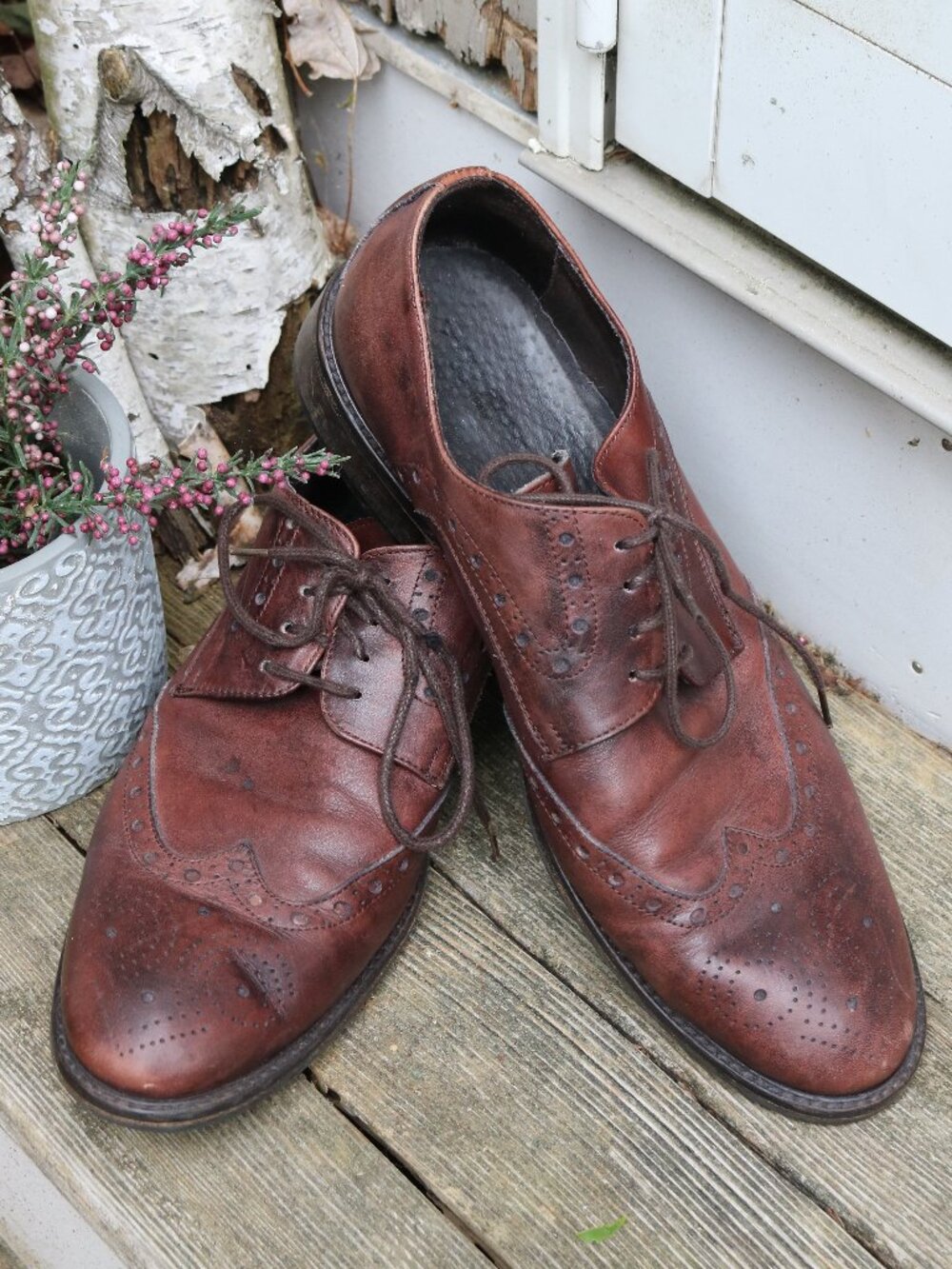 Vero Cuoio Italy Handcrafted Brown Leather Classic Wingtip Oxford Sz 45 -US 11.5